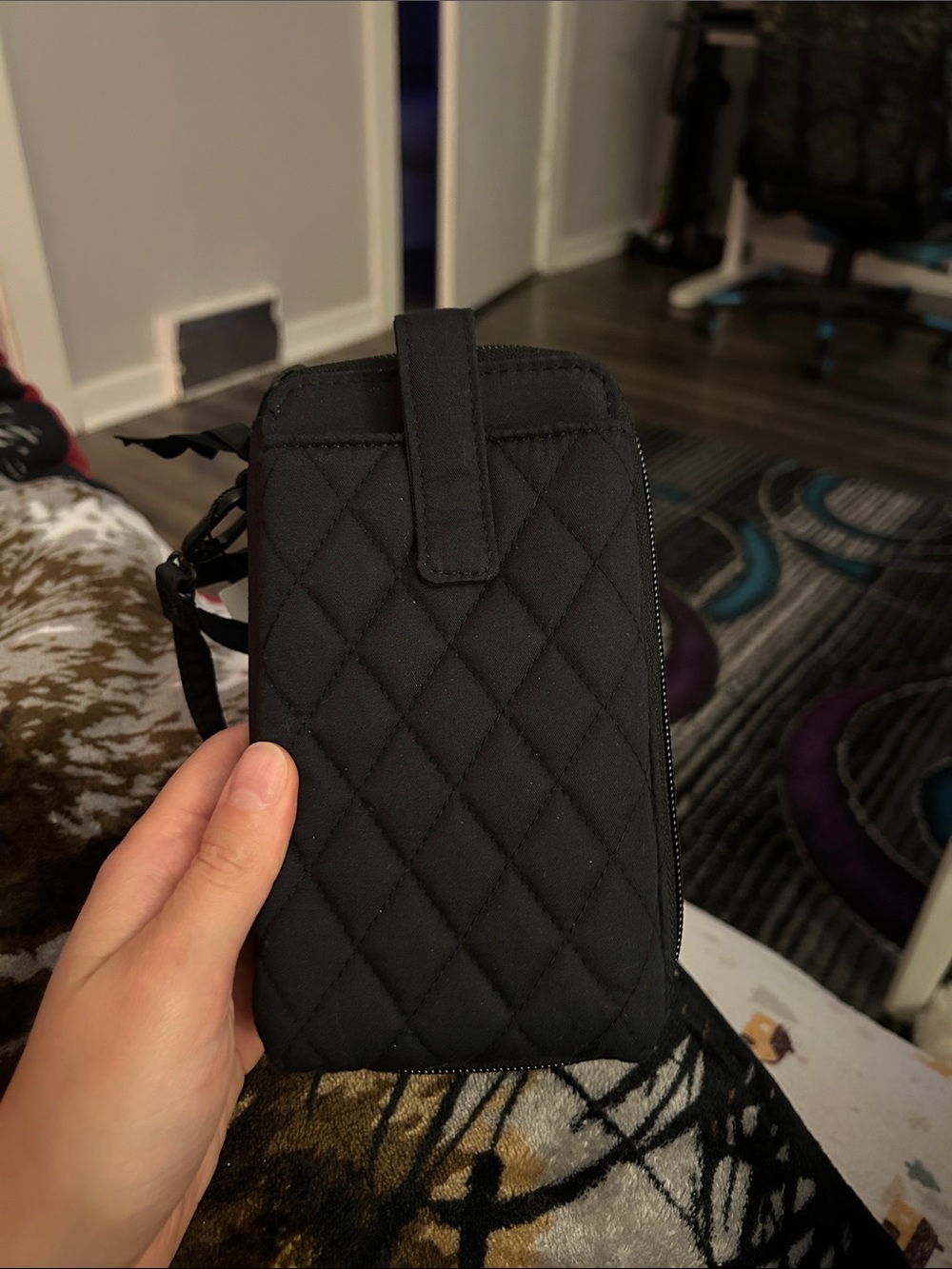 Vera Bradley Quilted Black Crossbody Phone Pouch